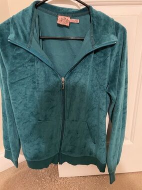 Juice couture Women's Teal Velour Zip-Up Jacket
